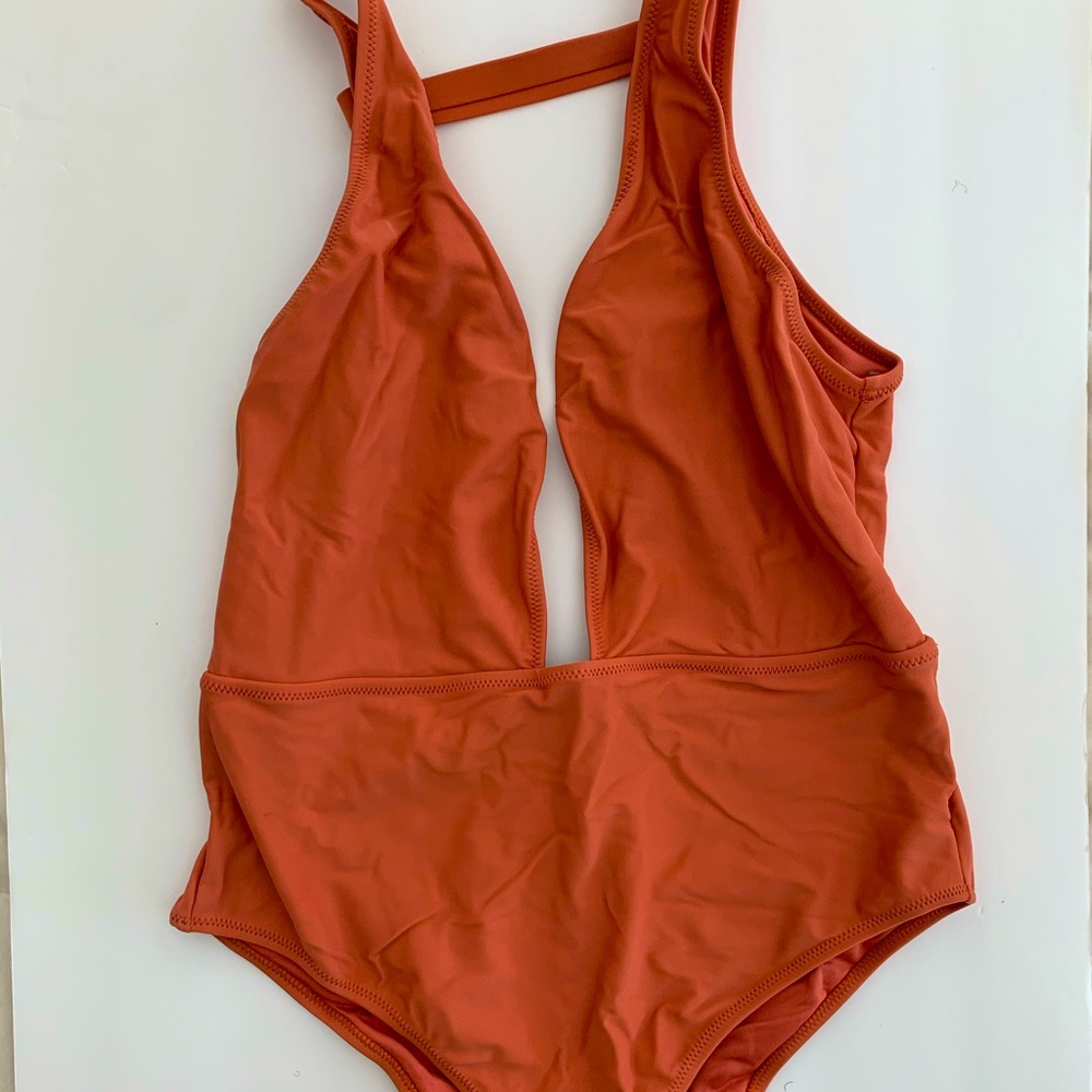 F21 Orange 1peice Swim Suit
